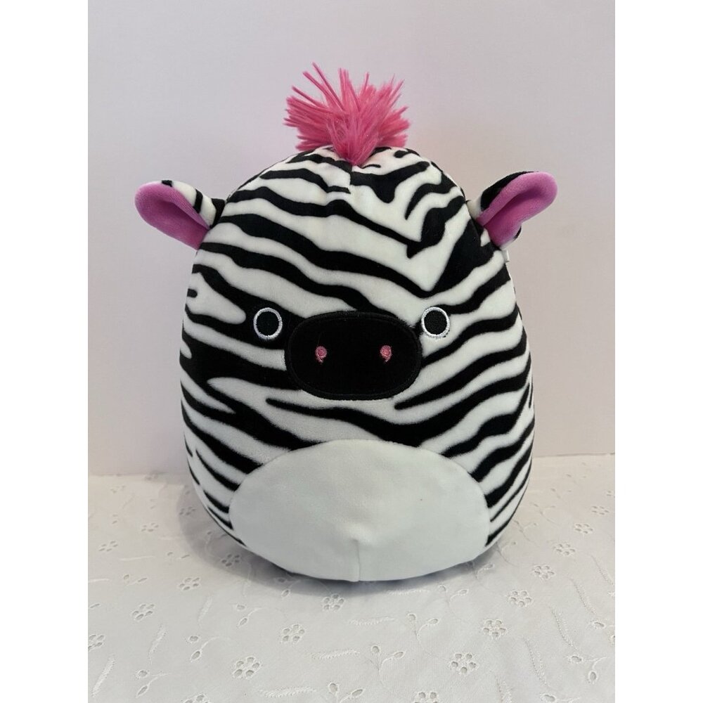 Freddie Zebra Original Squishmallow Zebra Super Soft Plush Pillow Pink Ears 10"